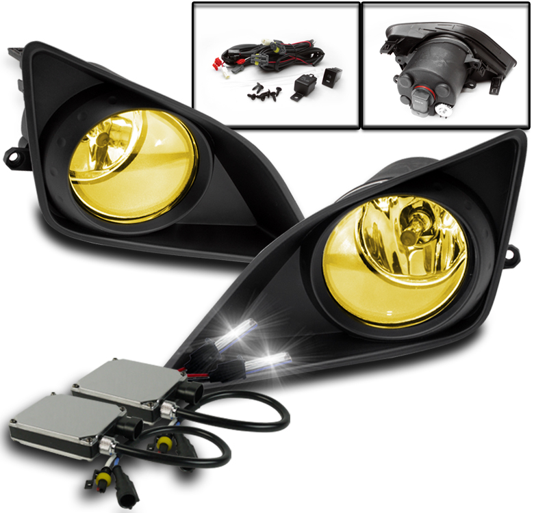 2009-2010 TOYOTA COROLLA YELLOW BUMPER DRIVING FOG LIGHT LAMP+BLACK