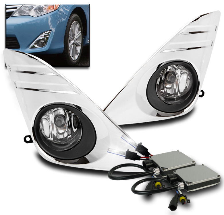 20122014 TOYOTA CAMRY LOWER BUMPER DRIVING FOG LIGHTS CHROME+HARNESS+