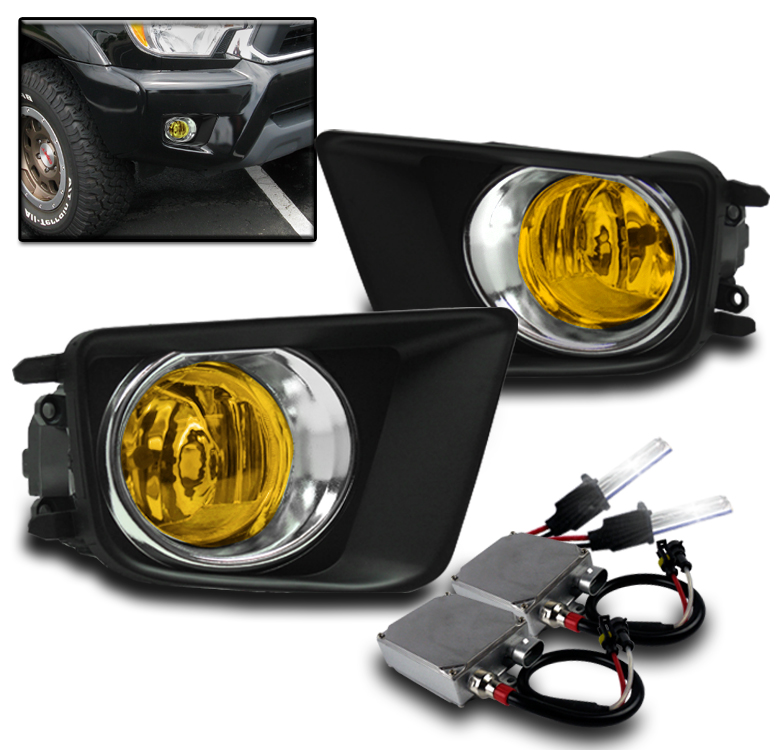 20122015 TOYOTA YELLOW FOG LIGHTS+HARNESS+CHROME TRIM COVER W