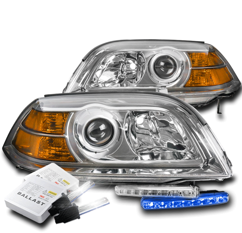 FOR 2004 2005 2006 ACURA MDX SUV CHROME PROJECTOR HEADLIGHT+BLUE LED