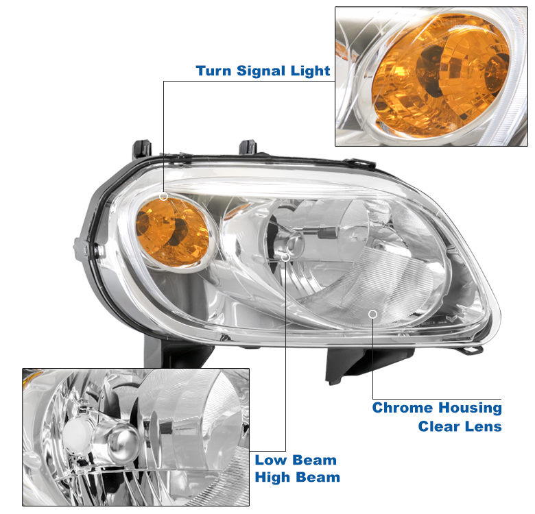 For 20062011 Chevy HHR LS LT SS Chrome Replacement Headlights Headlamp