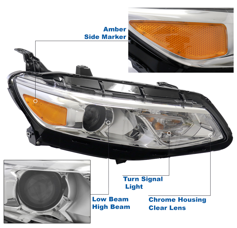 For 20162018 Chevy Malibu Chrome Projector Headlight +Bumper Blue LED