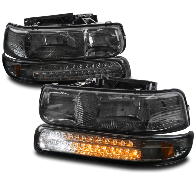 For 199902 Chevy Silverado/200006 Suburban Smoke Headlights w/Bumper