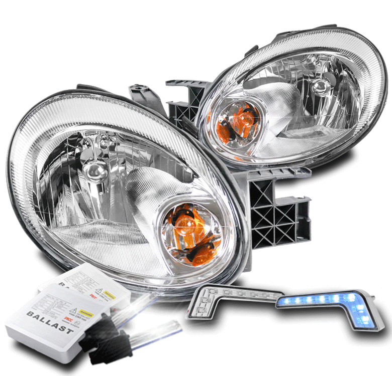 FOR 2003 2004 2005 DODGE NEON CHROME REPLACEMENT HEADLIGHTS W/BLUE LED