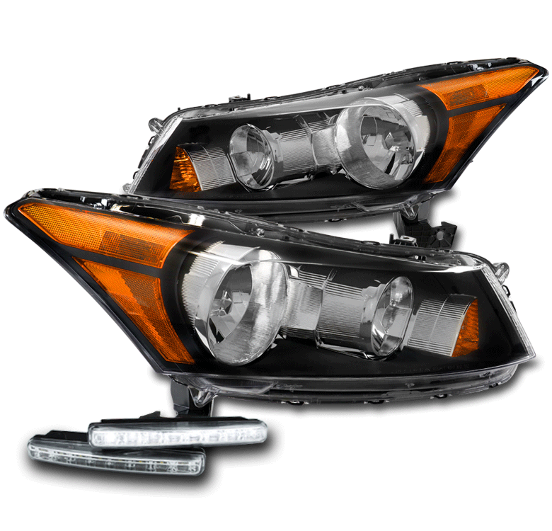 Fit 20082012 Honda Accord EX LX Sedan 4dr Black Headlights Headlamps w