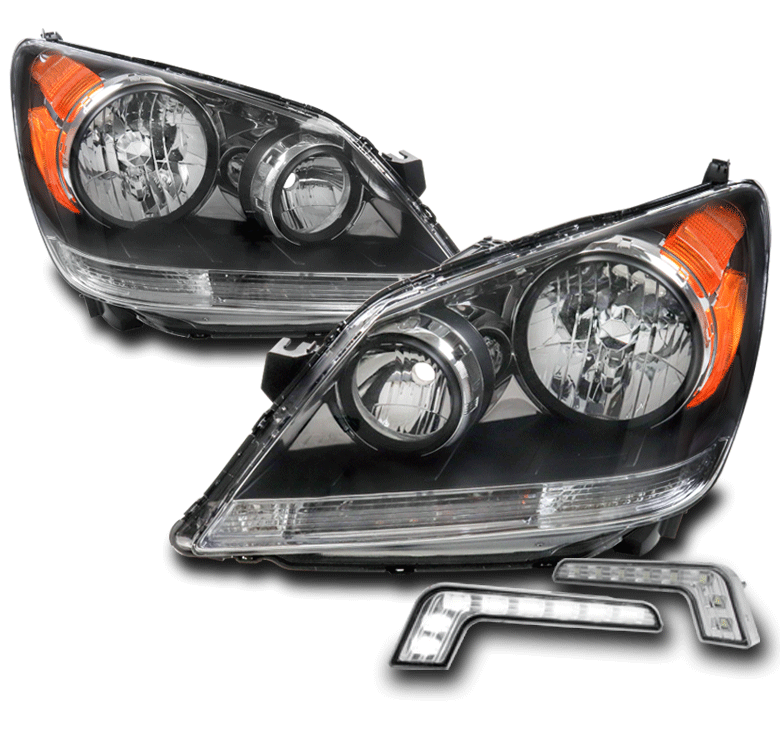 For 2008 2009 2010 Honda Odyssey Van Black Replacement Headlight w/LED
