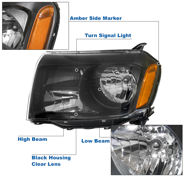 For 2012 2013 2014 2015 Honda Pilot SUV Black Headlights Headlamp +10K