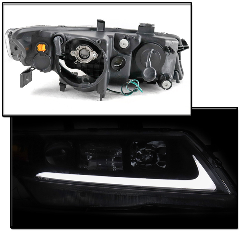 FOR 2004-2008 ACURA TSX CL9 BLACK/SMOKE SET PROJECTOR LED HEADLIGHTS