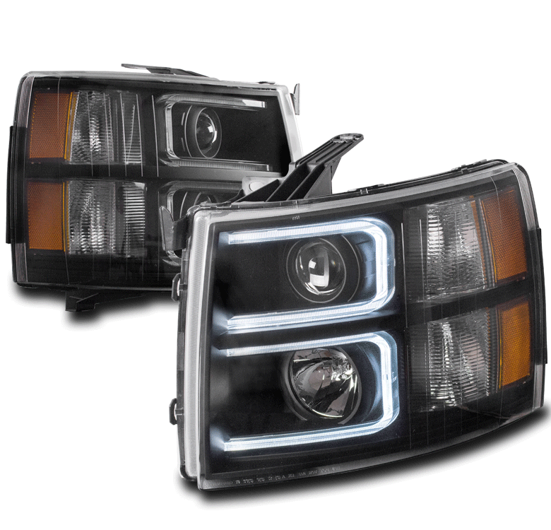FOR CHEVY 20072013 SILVERADO 1500 2500 3500 BLACK LED PROJECTOR