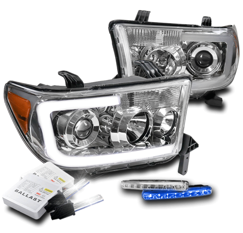 Chrome Led Projector Headlights Blue Drl Hid For 2007