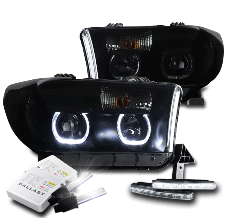 For 2007 08 Sequoia Blk Smoke Halo Projector