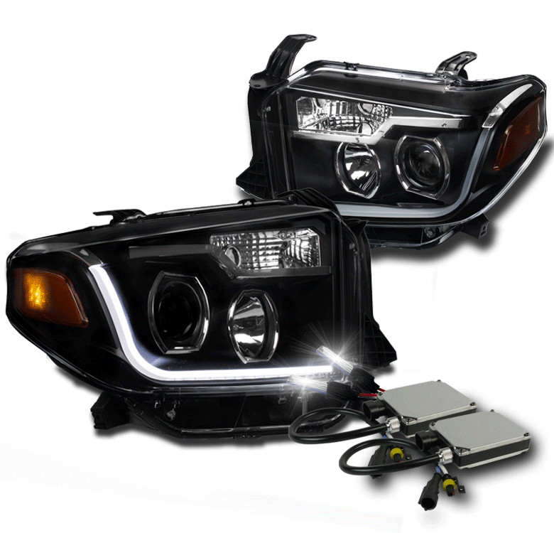 2014-2017 TOYOTA TUNDRA PICKUP BLACK SET PROJECTOR LED BAR HEADLIGHTS+6K HID SET | eBay