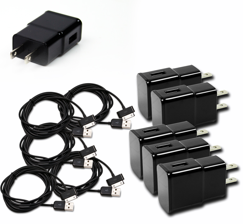 2A TRAVEL ADAPTER+6FT 30PIN USB CABLE WALL CHARGER BLACK GALAXY TAB 7.0 NOTE