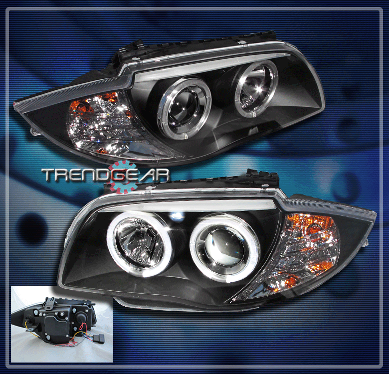 20082011 BMW E87 1SERIES 2DR HALO LED PROJECTOR HEADLIGHT LAMP BLACK