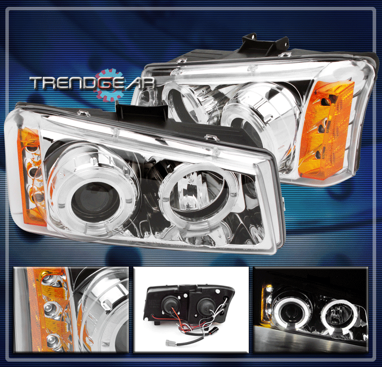 20032006 CHEVY SILVERADO DUAL HALO LED PROJECTOR HEADLIGHT LAMP CLEAR