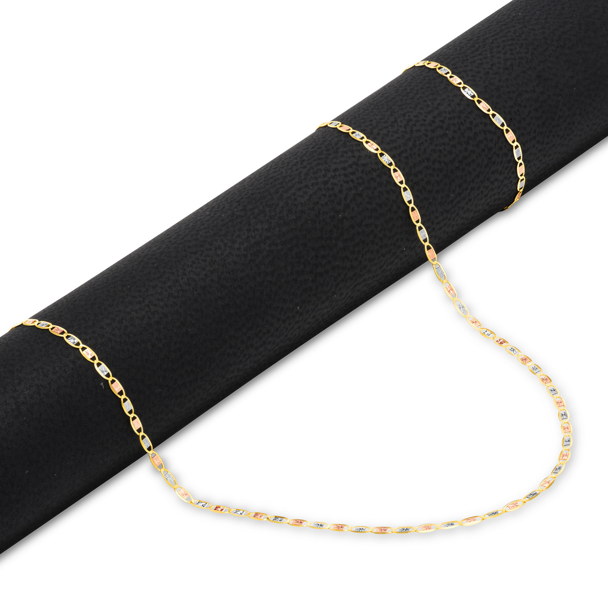 1.5mm 14K Tri-Color Gold Rope Anklet