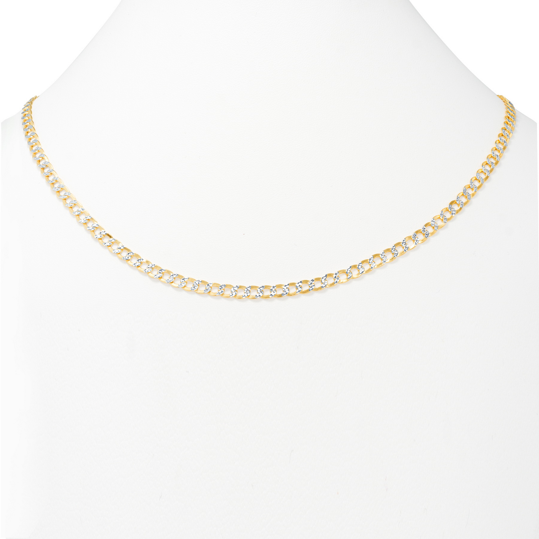 30" 10K Yellow Gold 4.5mm Diamond Cut Pave Curb Cuban Chain Necklace Mens 16" 30" 10K Yellow Gold 4.5mm Diamond Cut Pave Curb Cuban Chain Necklace Mens 16"