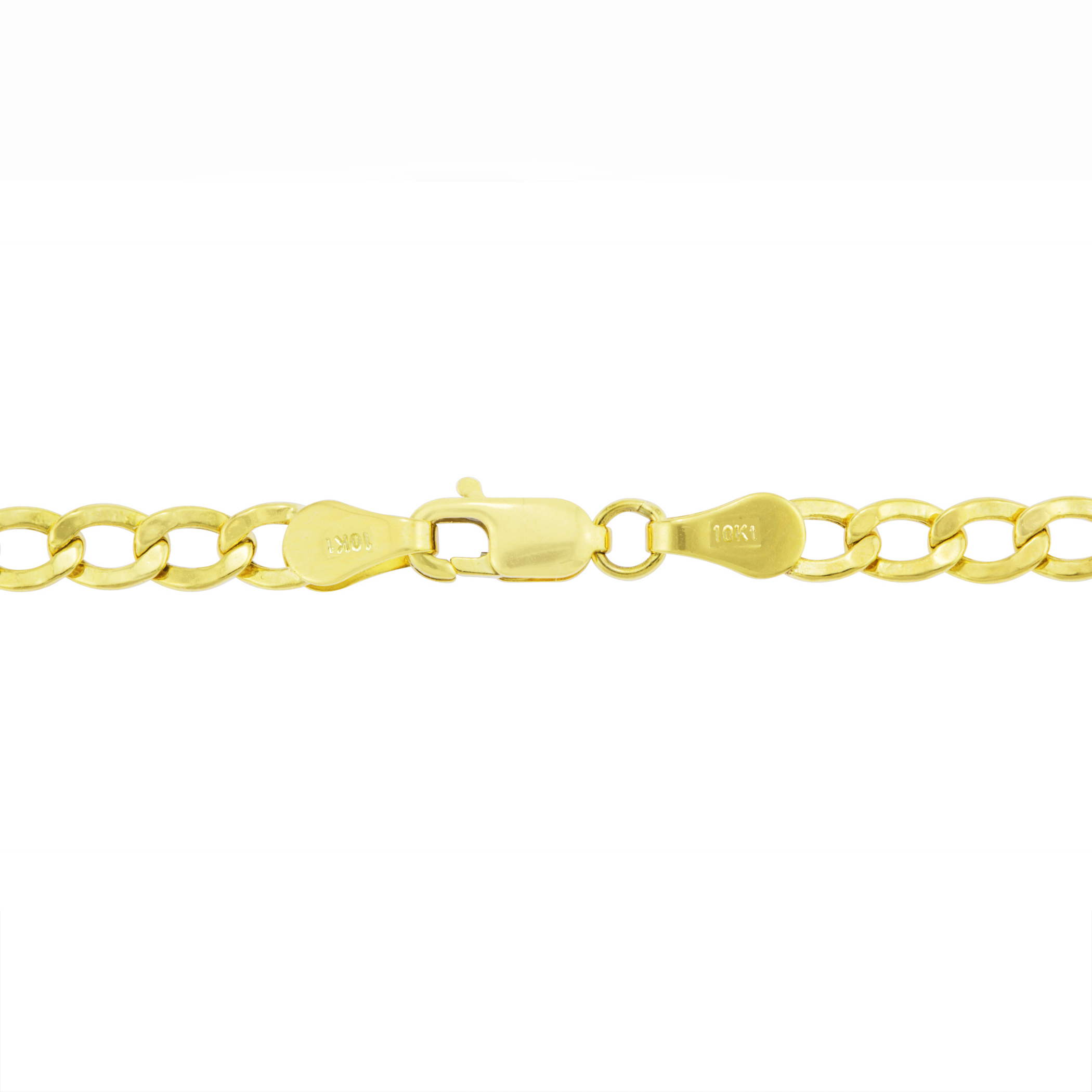 10K Yellow Gold Italian Cuban Curb Chain Bracelet – 4.5mm, 7", Lobster Clasp, Women's