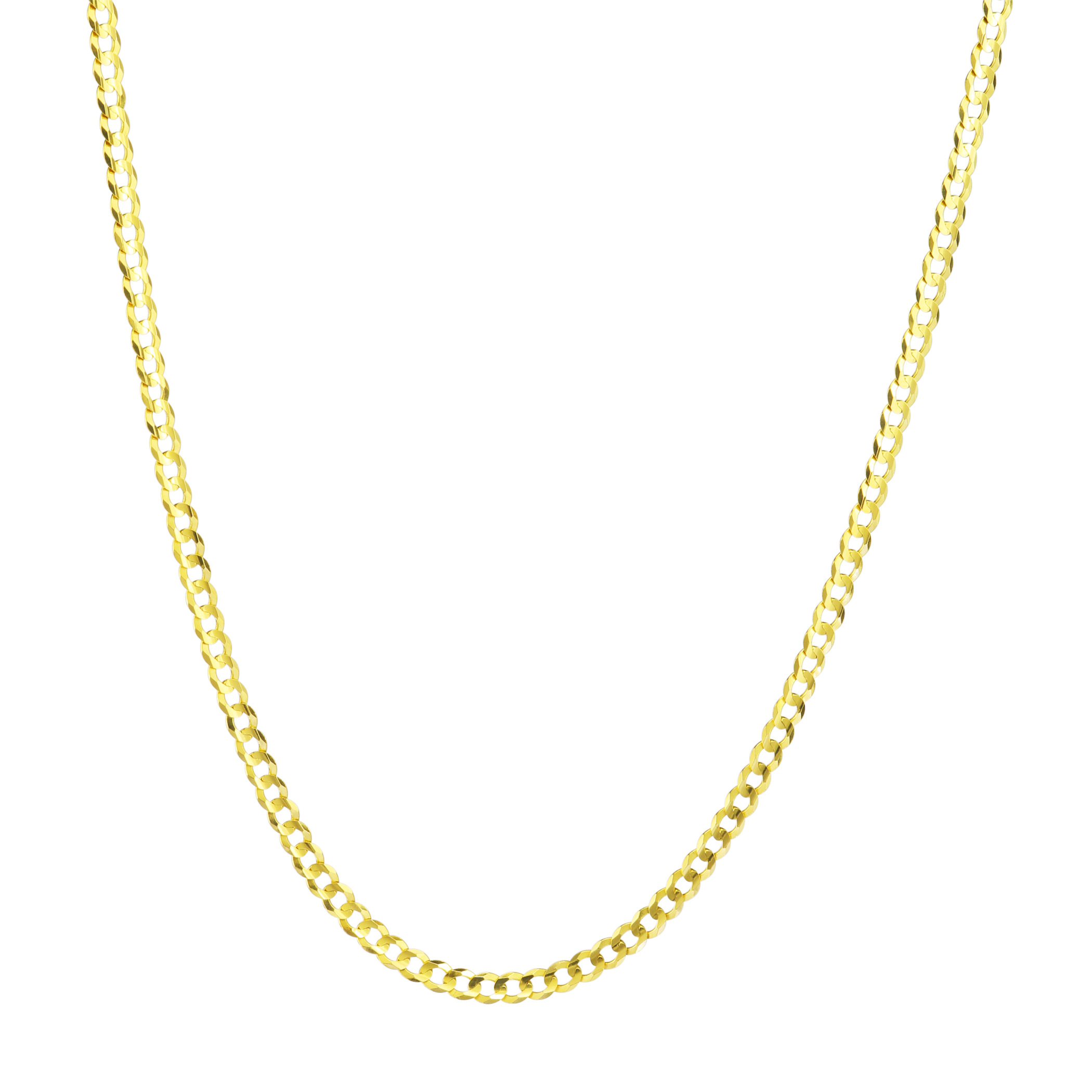 Real 10K Solid Yellow Gold Mens 3mm Curb Cuban Chain Link Pendant Necklace 26