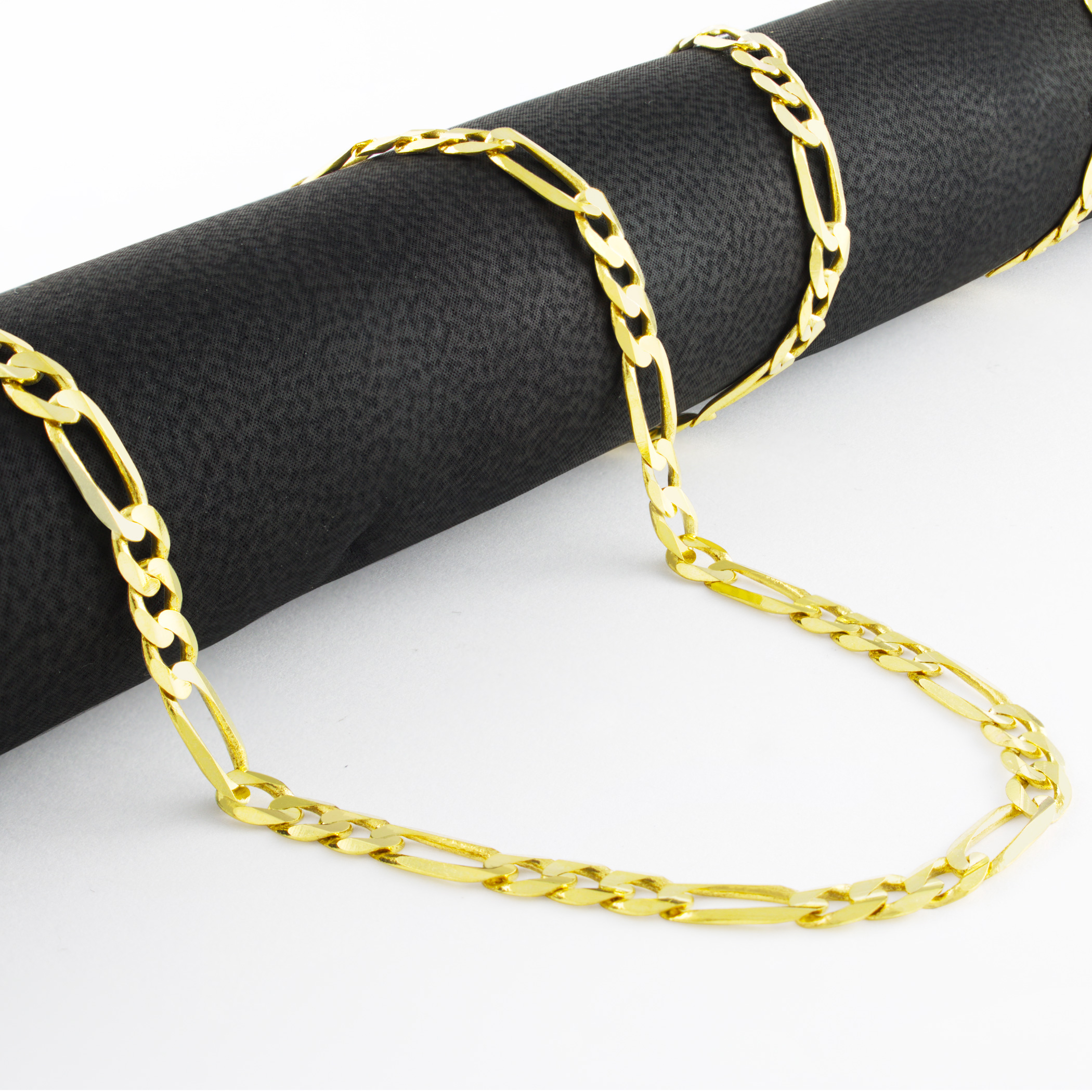 10K Yellow Gold Hollow Figaro Bracelet 4.5mm 7-9" Polished Chain Link Men Women 10K Yellow Gold Hollow Figaro Bracelet 4.5mm 7-9" Polished Chain Link Men Women