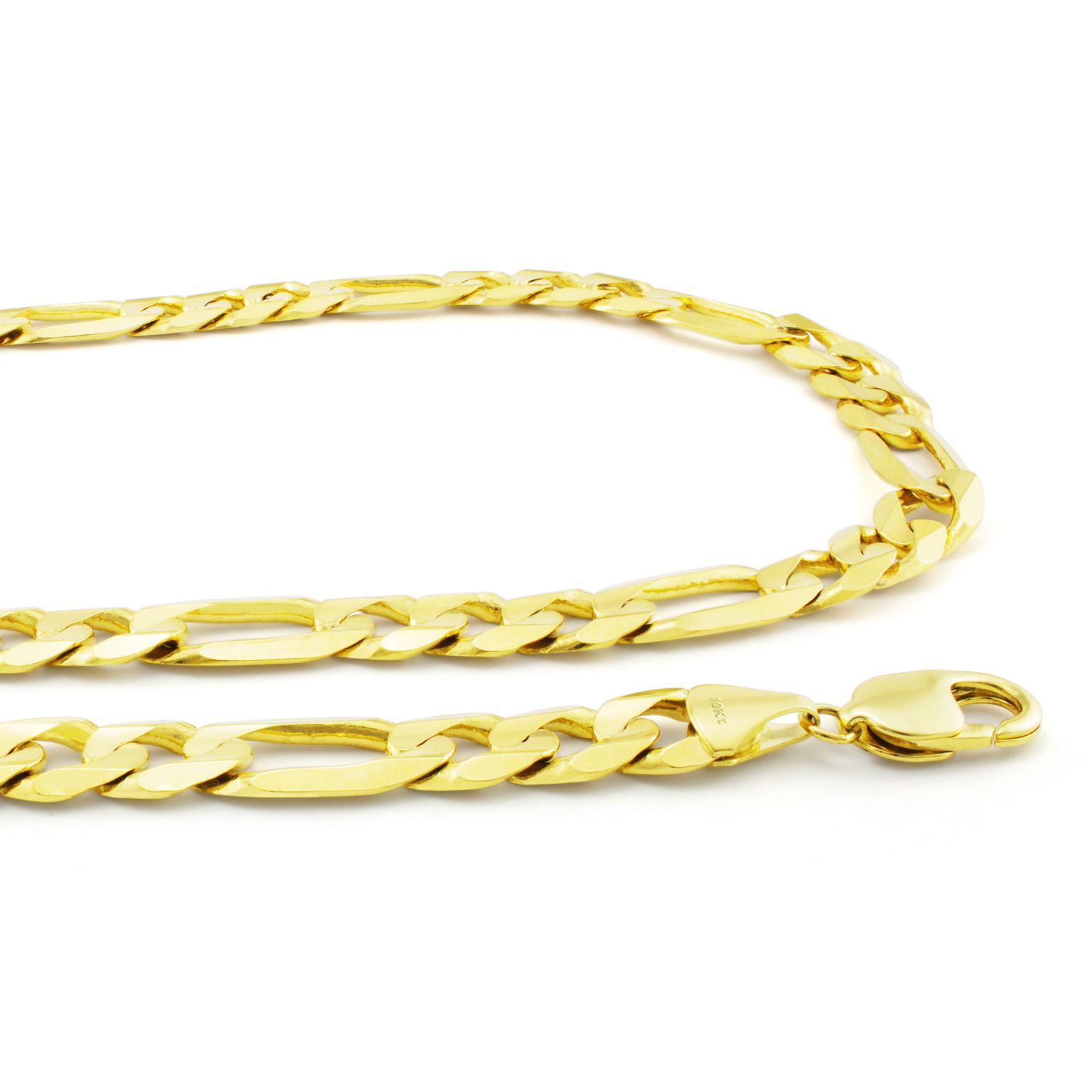 Solid 10K Yellow Gold Mens 12.5mm Wide Heavy Figaro Link Chain Necklace