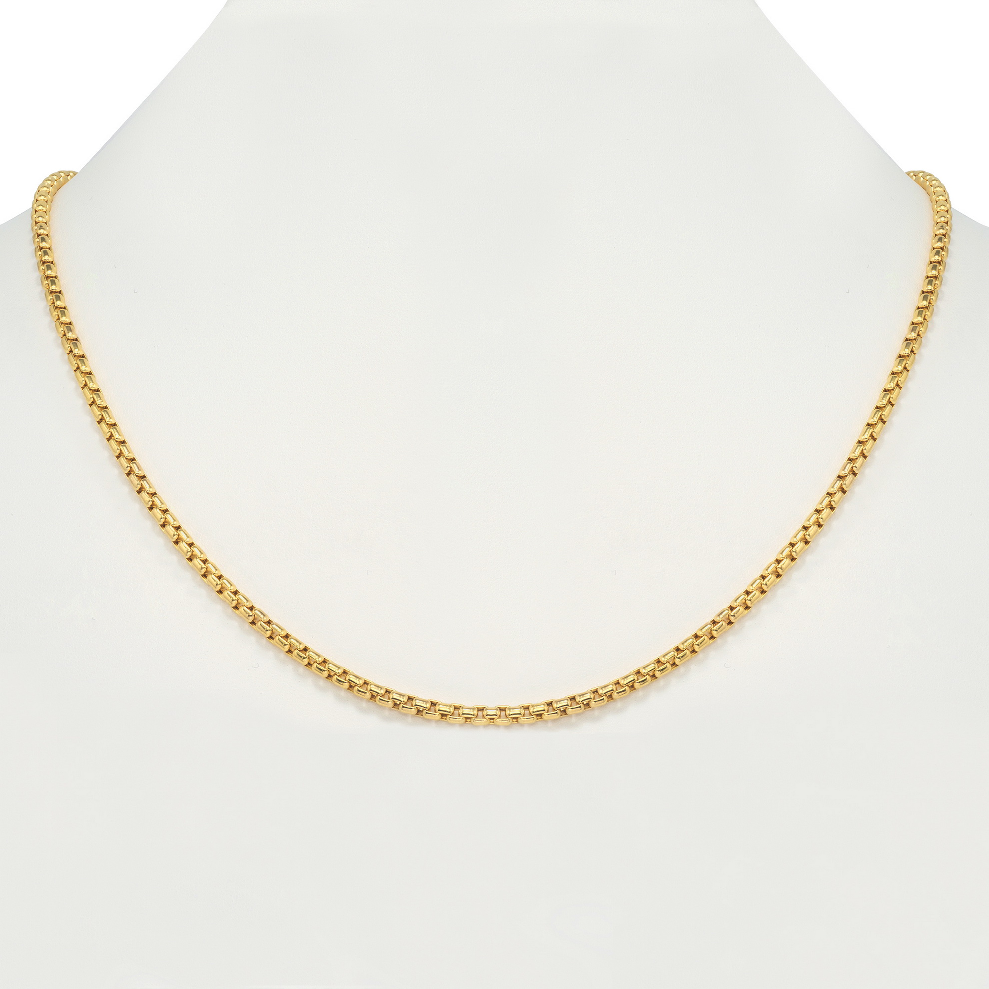 10K Yellow Gold Solid 2mm4mm Round Box Chain Link Necklace 16