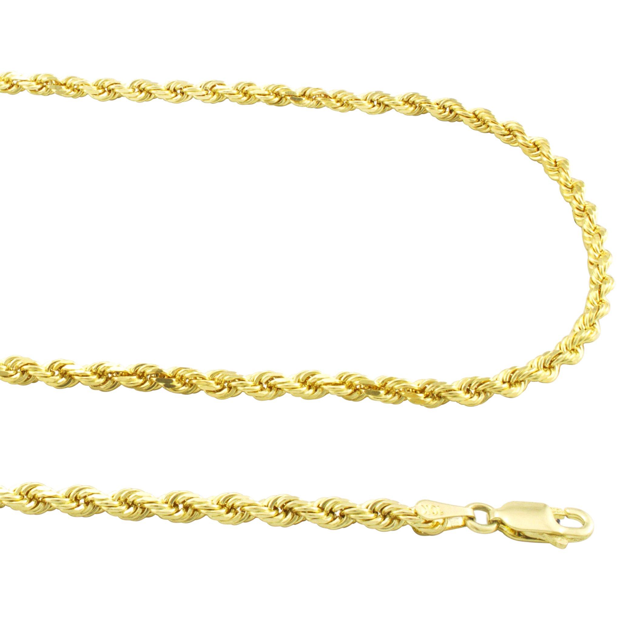 10K Yellow Gold Mens Women/'s Rope Chain Necklace 3.5MM 16/" 30/" All Sizes