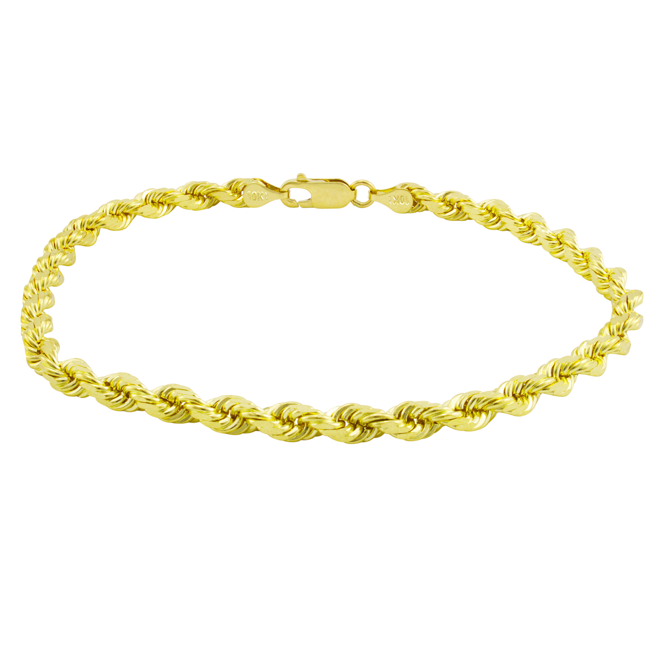 FB Jewels Solid 14K Yellow Gold 3mm Concave Open Figaro Chain Bracelet//Anklet