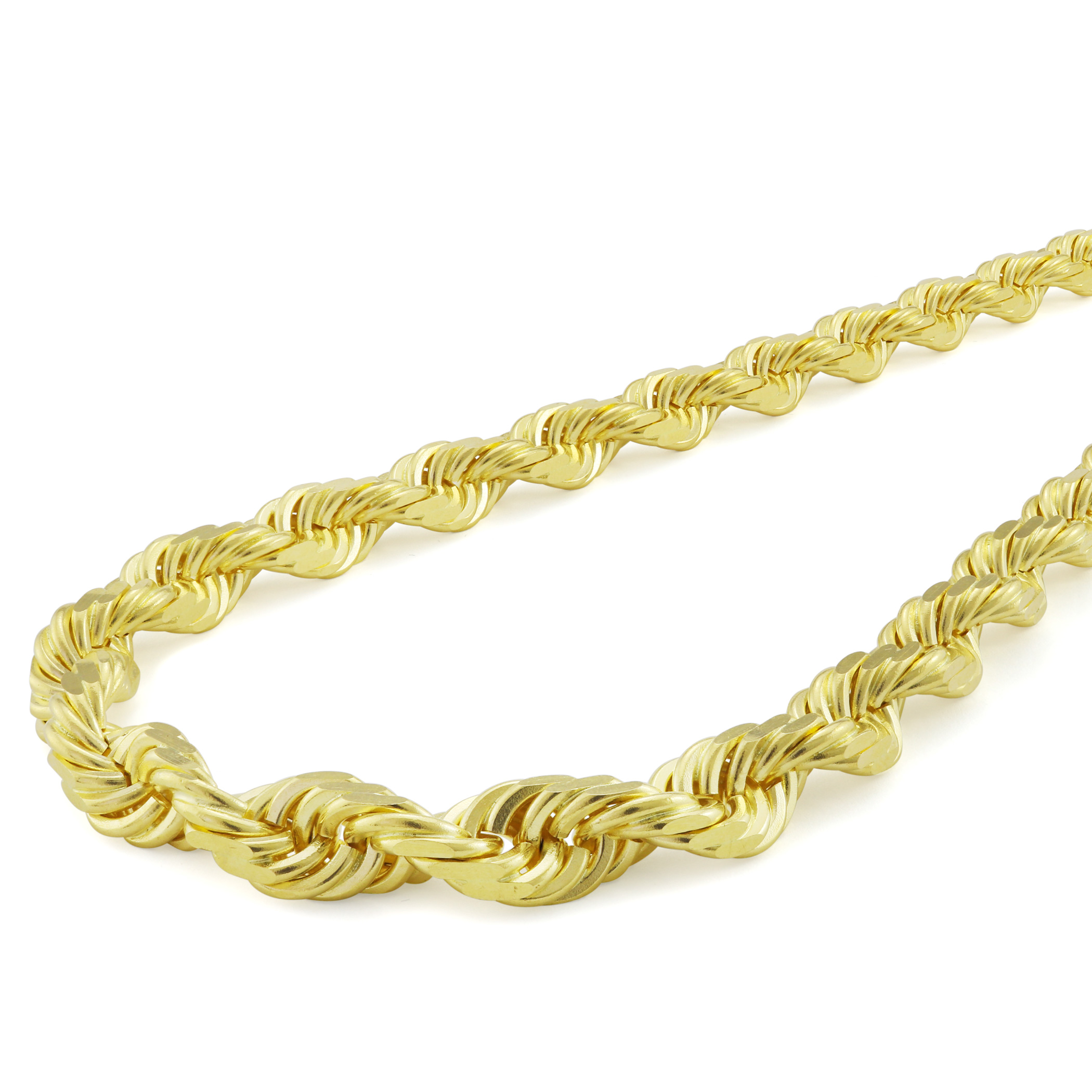 Real 10K Yellow Gold 2mm Diamond Cut Rope Chain Pendant Necklace 22/'/'