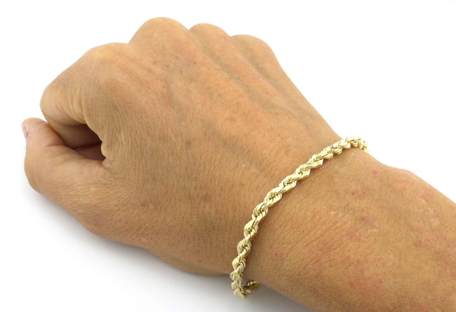 10K Real Yellow Gold Mens Wide 5mm Diamond Cut Rope Chain Bracelet 8" 8.5" 9" eBay