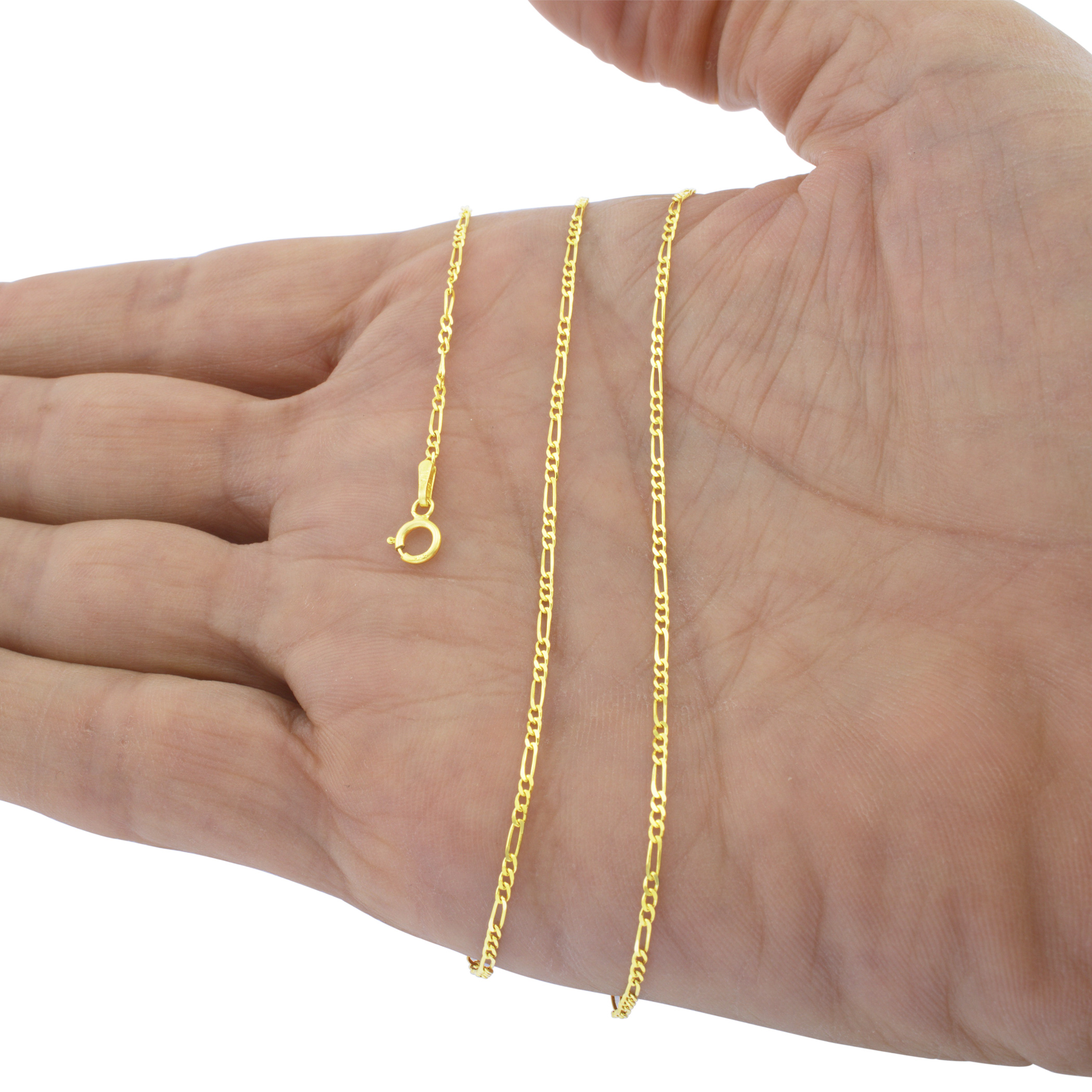 Solid 14K Yellow Gold 1mm-12mm Italy Figaro Chain Link Pendant Necklace 16\
