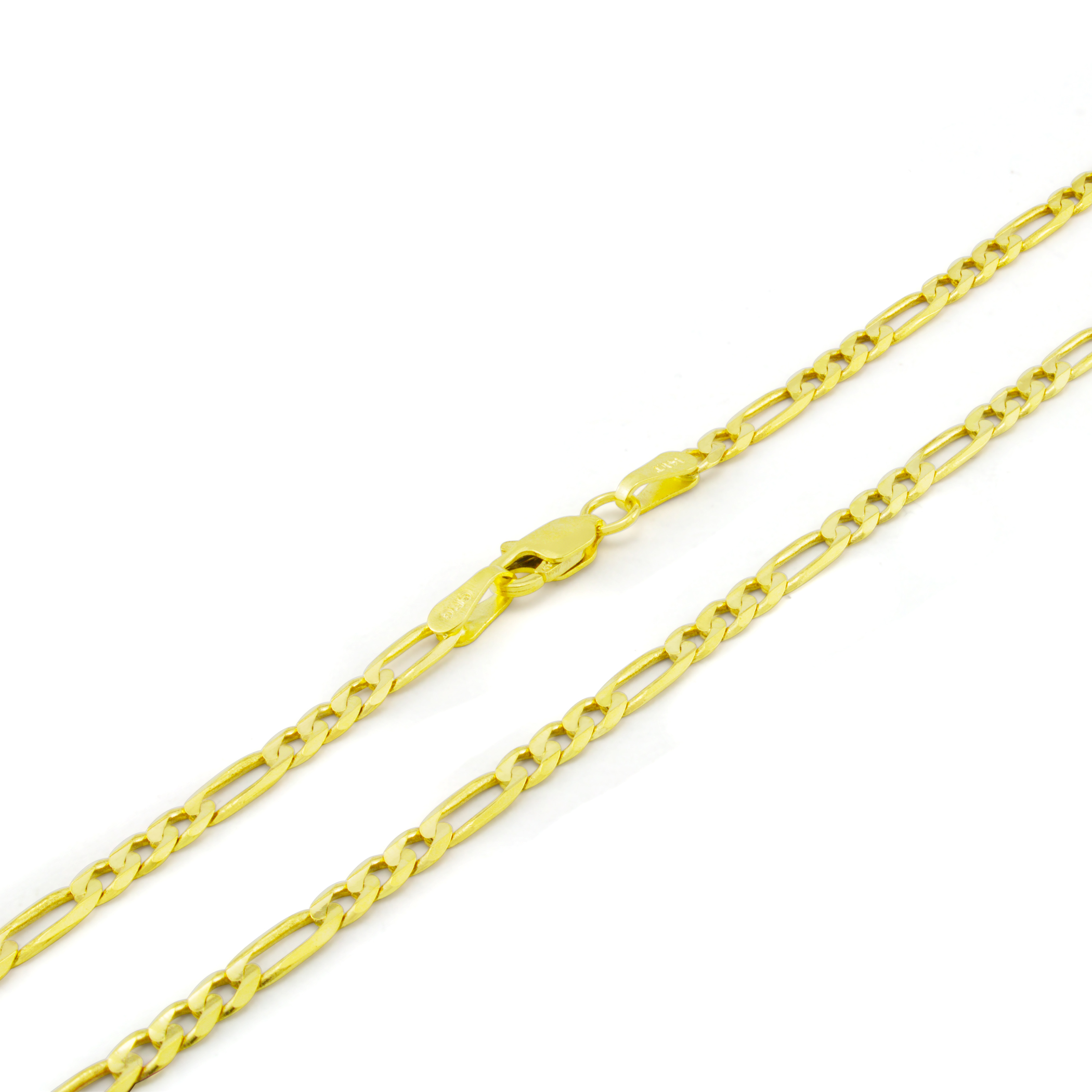 Authentic 14K Yellow Gold Hollow Figaro Chain Necklace 3.5mm/16" ~ 26" Authentic 14K Yellow Gold Hollow Figaro Chain Necklace 3.5mm/16" ~ 26"