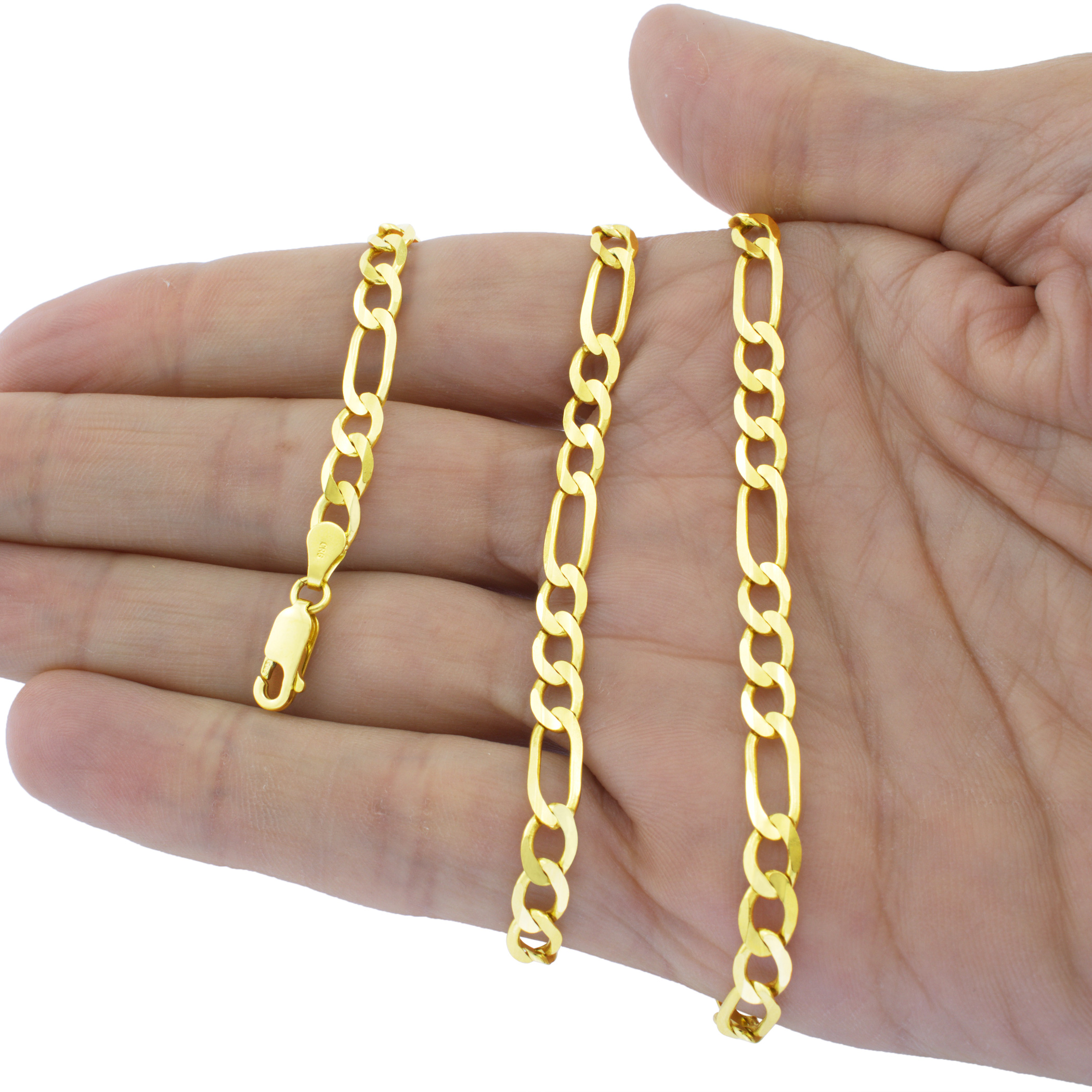 Solid 14K Yellow Gold 1mm-12mm Italy Figaro Chain Link Pendant Necklace 16\