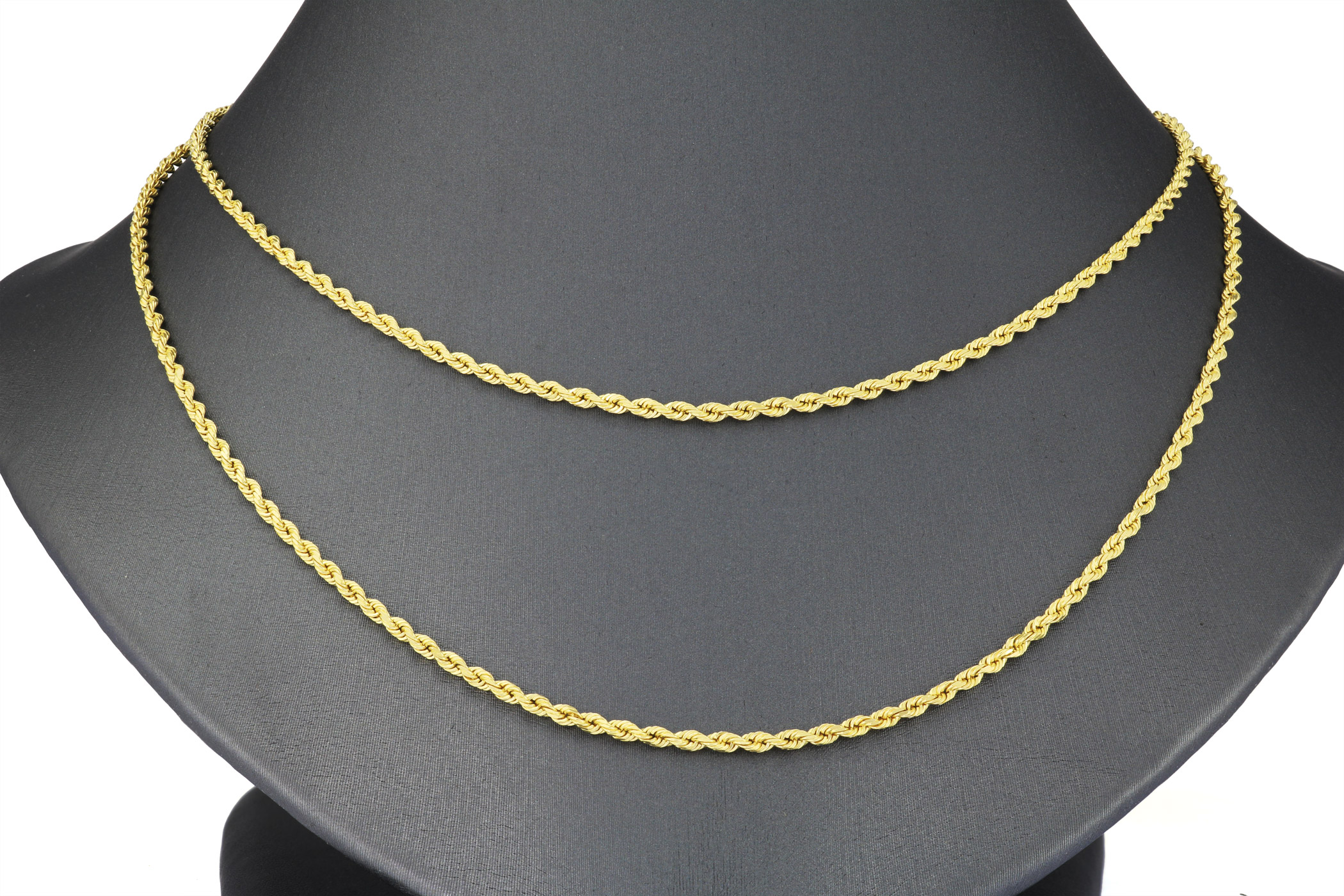 14K Yellow Gold 2mm Womens Diamond Cut Rope Chain Link Bracelet Anklet