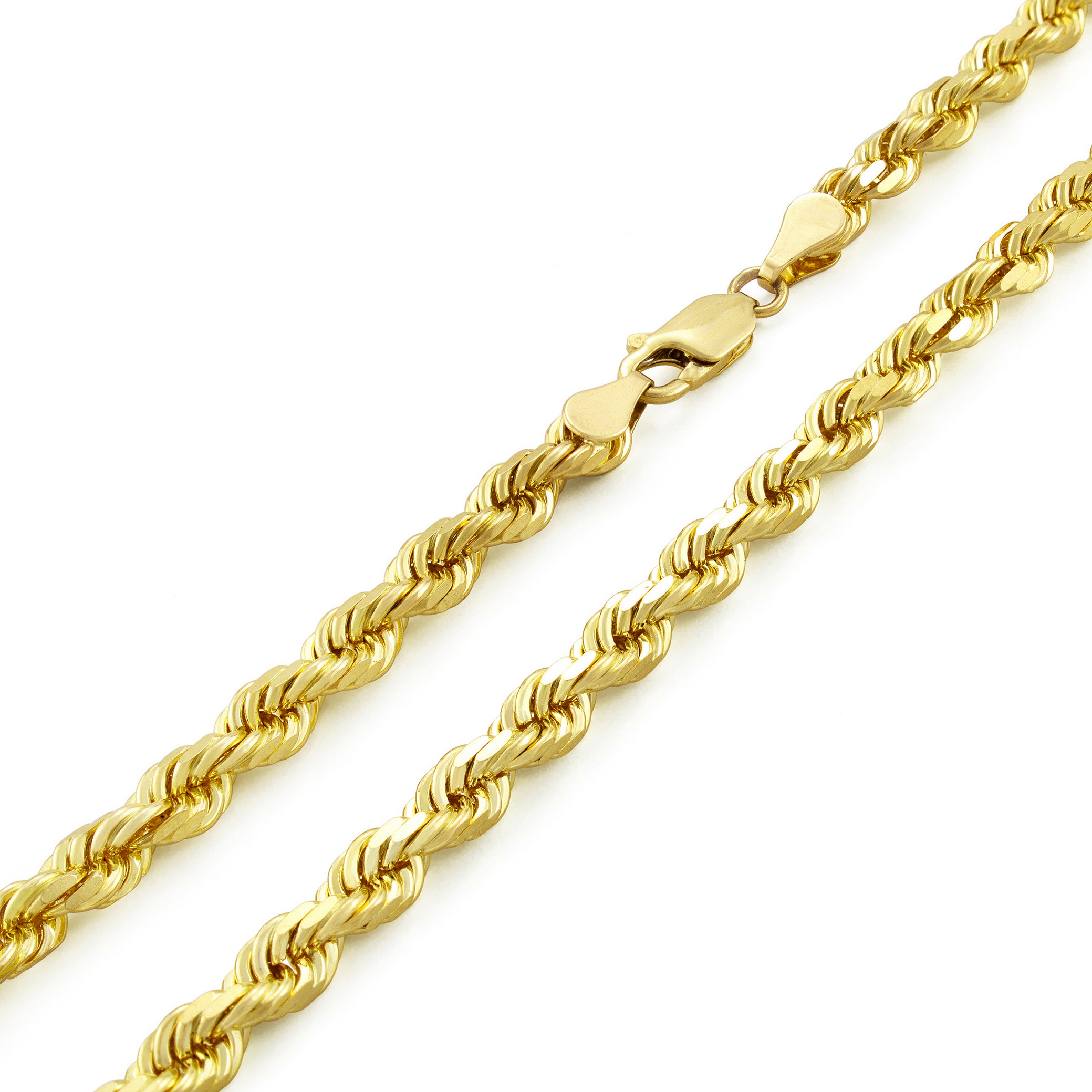 14k Yellow Gold Anchor with Rope Pendant on a 14K Yellow Gold Rope Box or Curb Chain Necklace