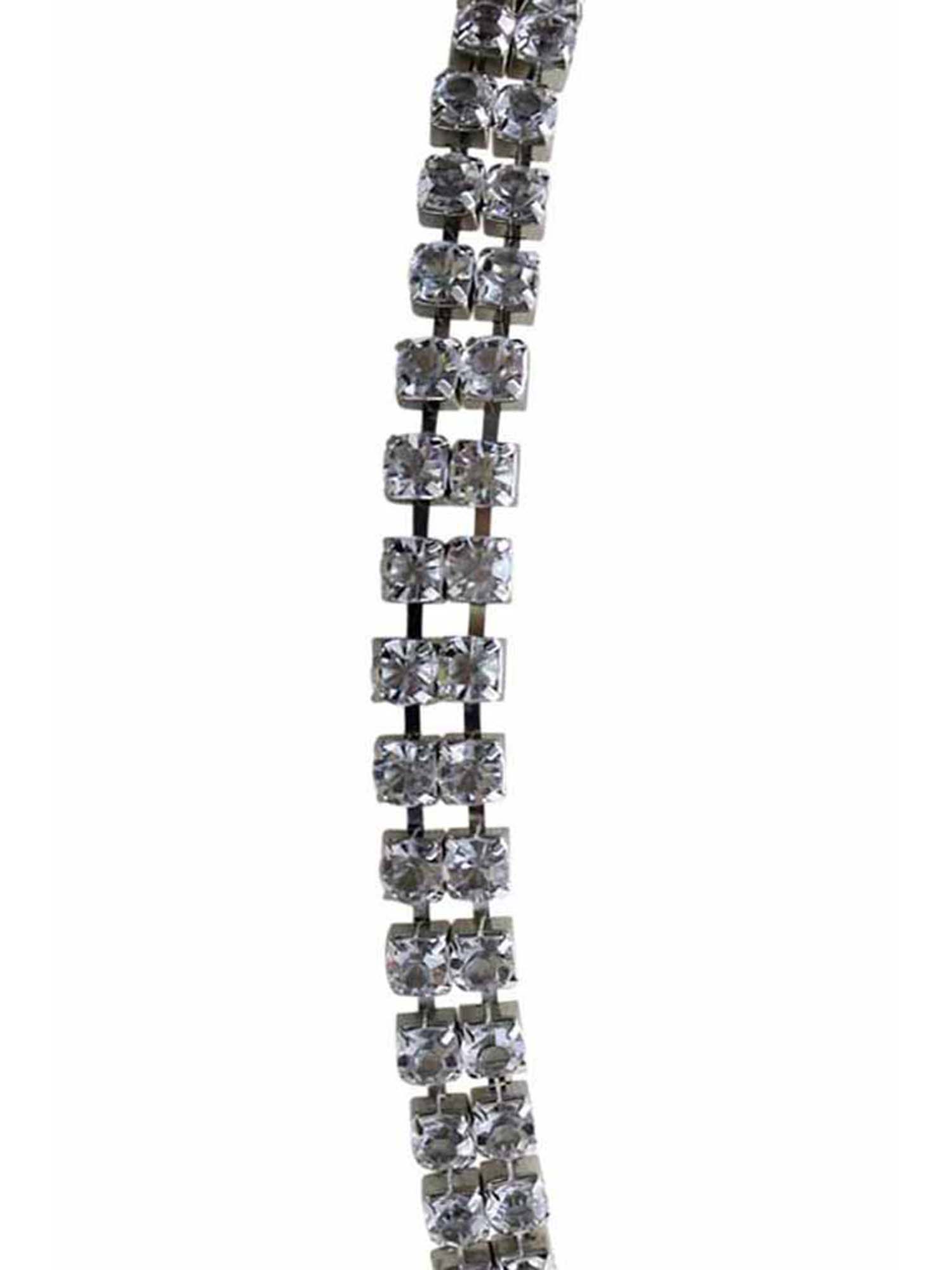 SILVER DOUBLE ROW CRYSTAL RHINESTONE CHAIN LINK BELT 841486102815 eBay