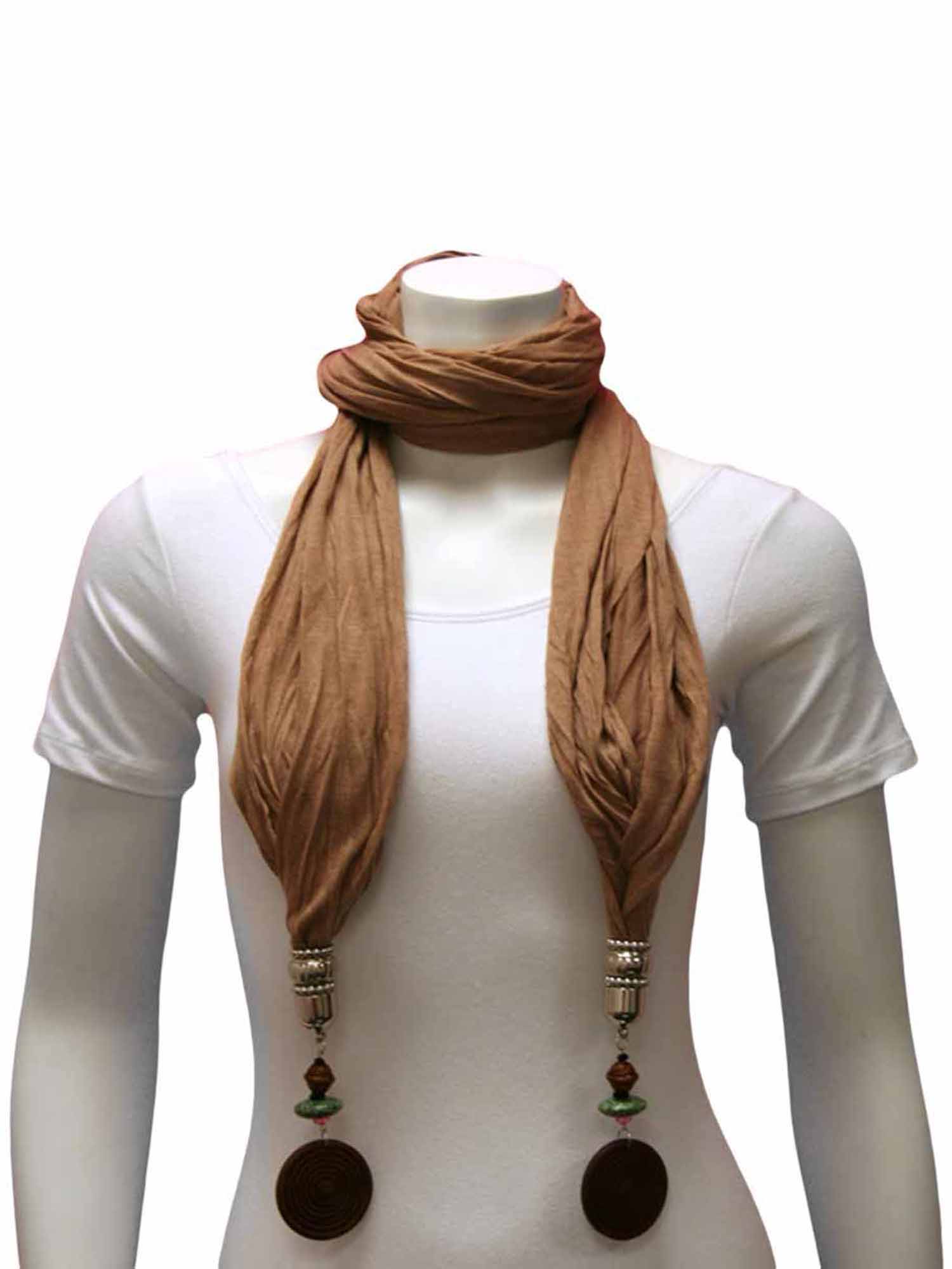 LINEN SCARF WITH WOOD BEAD TRIM eBay