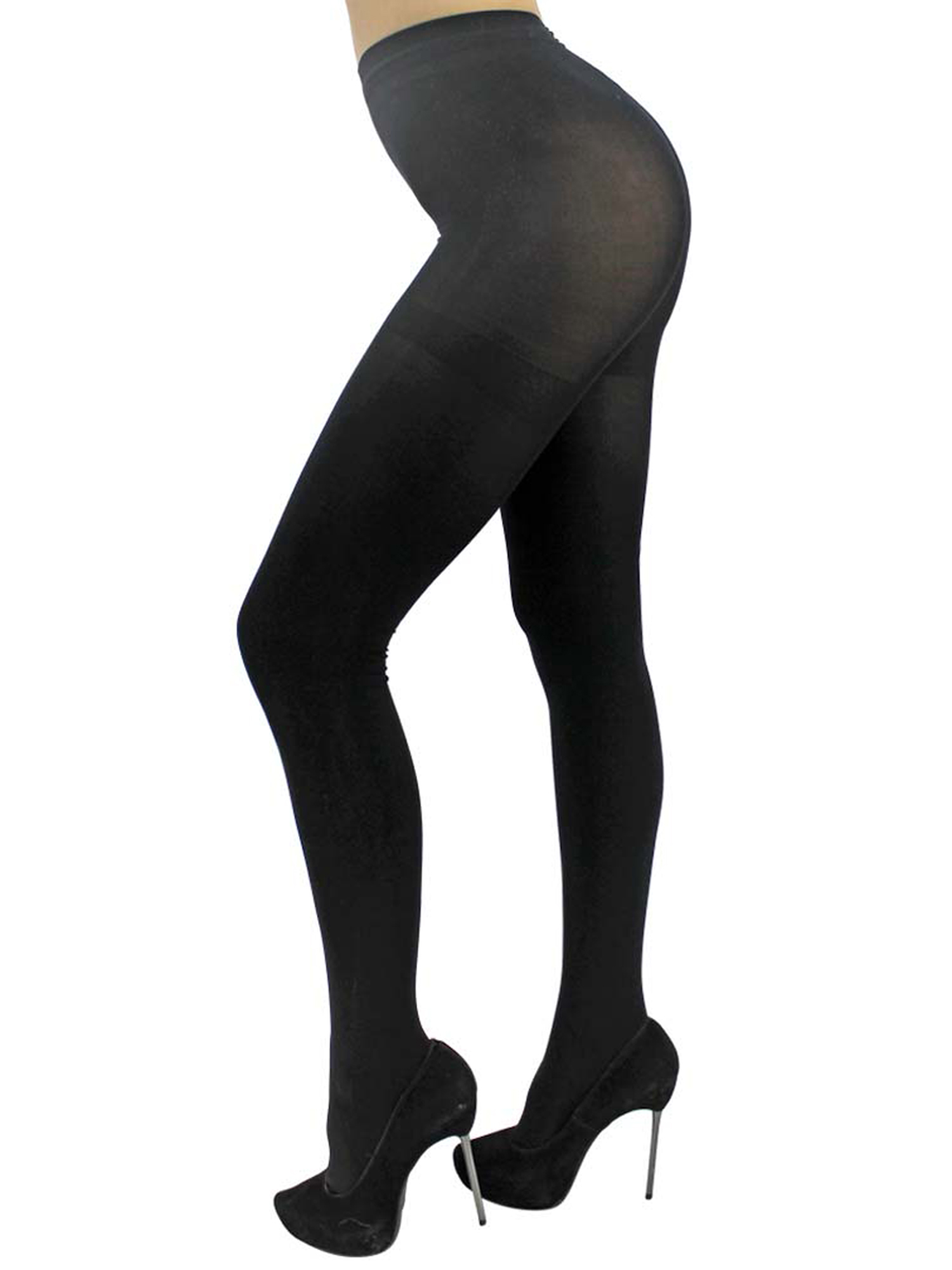 BLACK MICROFIBER STRETCH SOLID HOSIERY TIGHTS SIZE SMALL/MEDIUM