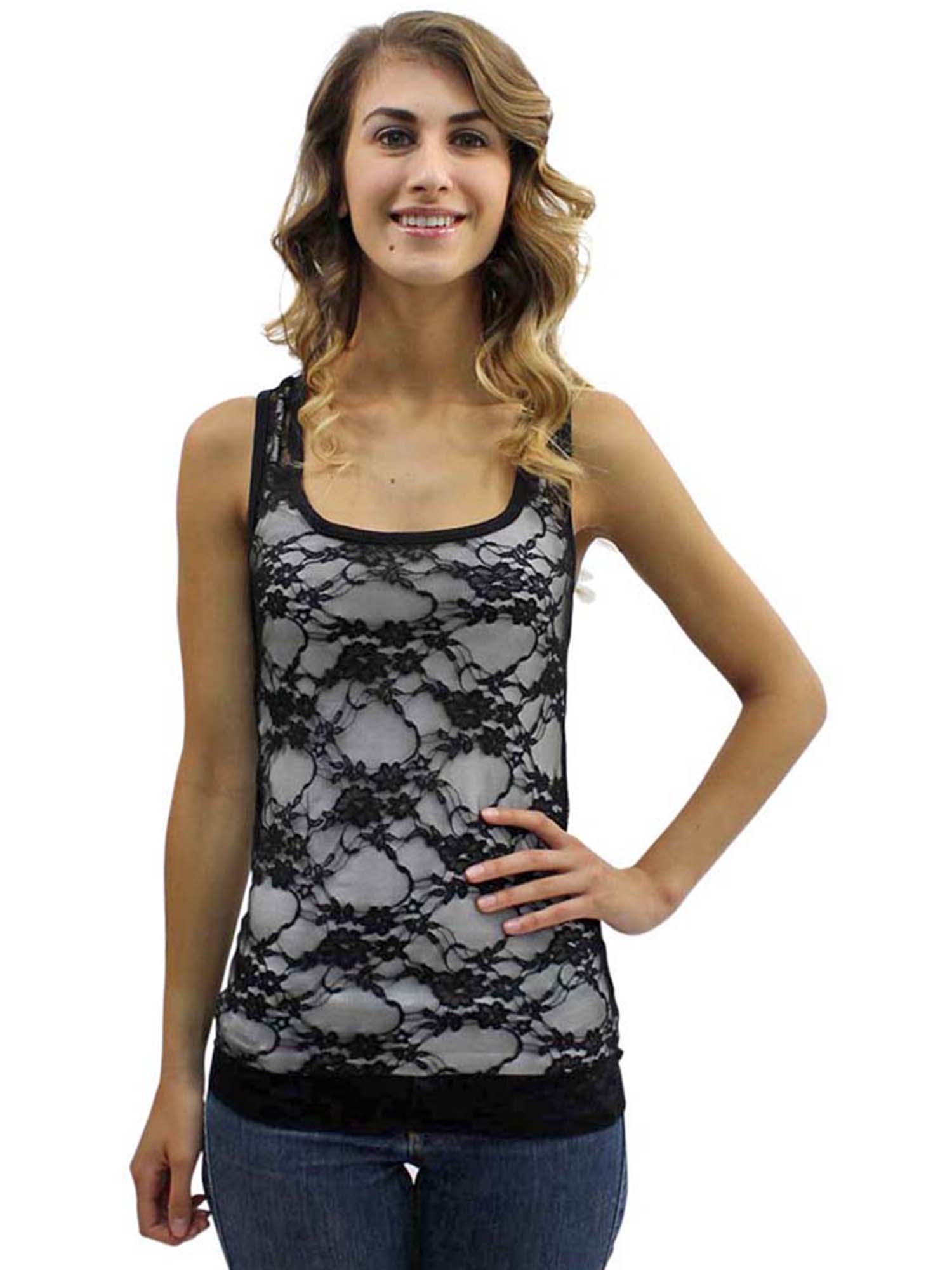 LACE SEE THRU TANK TOP eBay