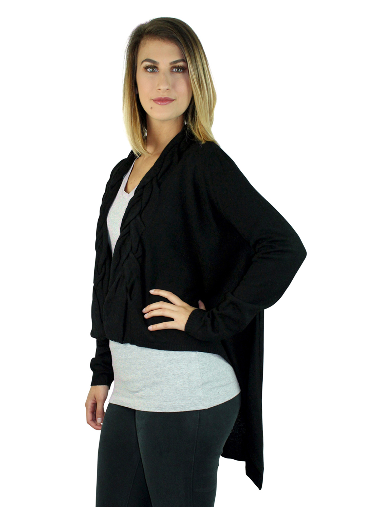 HIGHLOW SWEATER SHRUG WITH TWISTED KNIT LAPEL eBay
