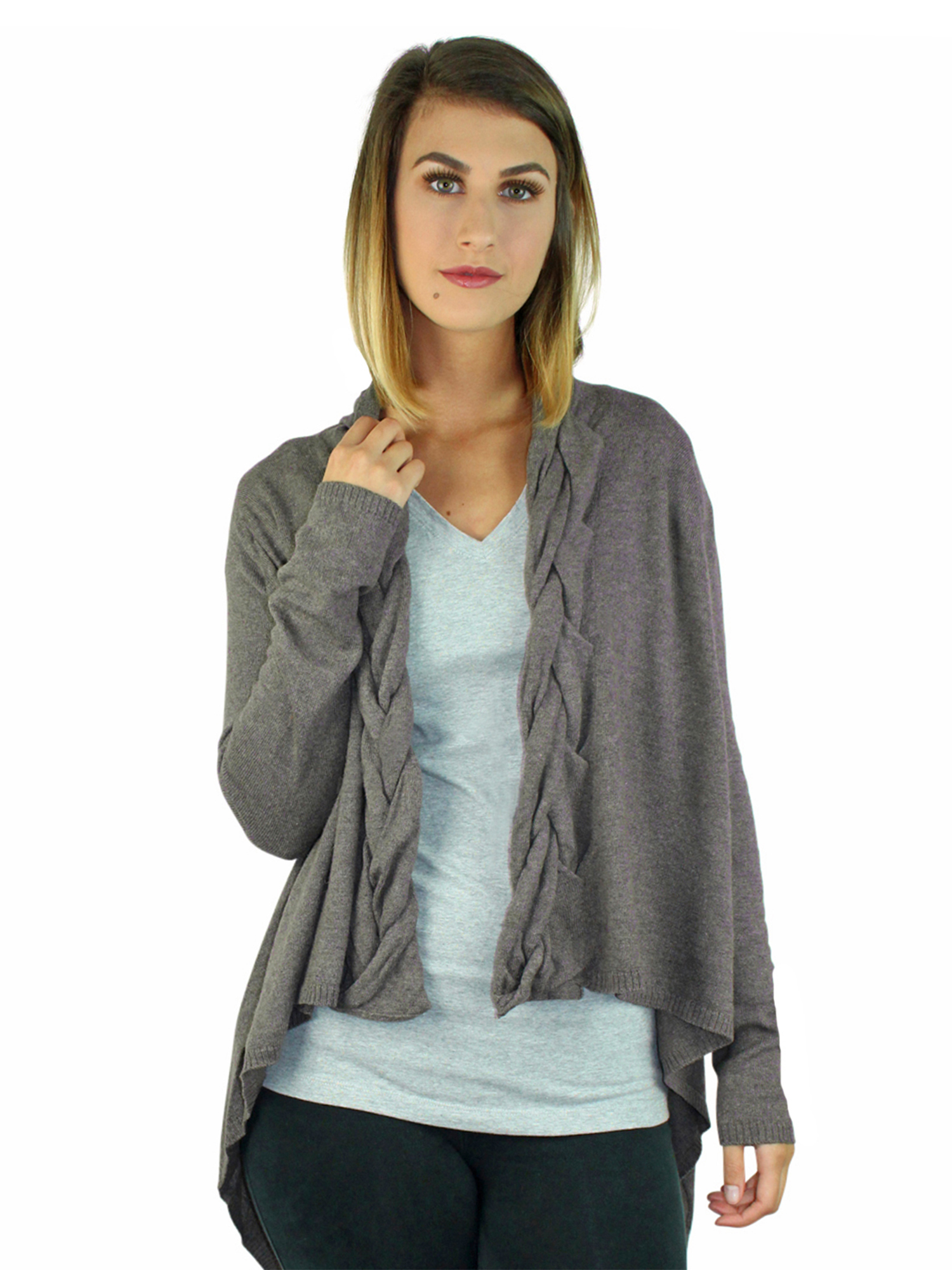 HIGHLOW SWEATER SHRUG WITH TWISTED KNIT LAPEL eBay