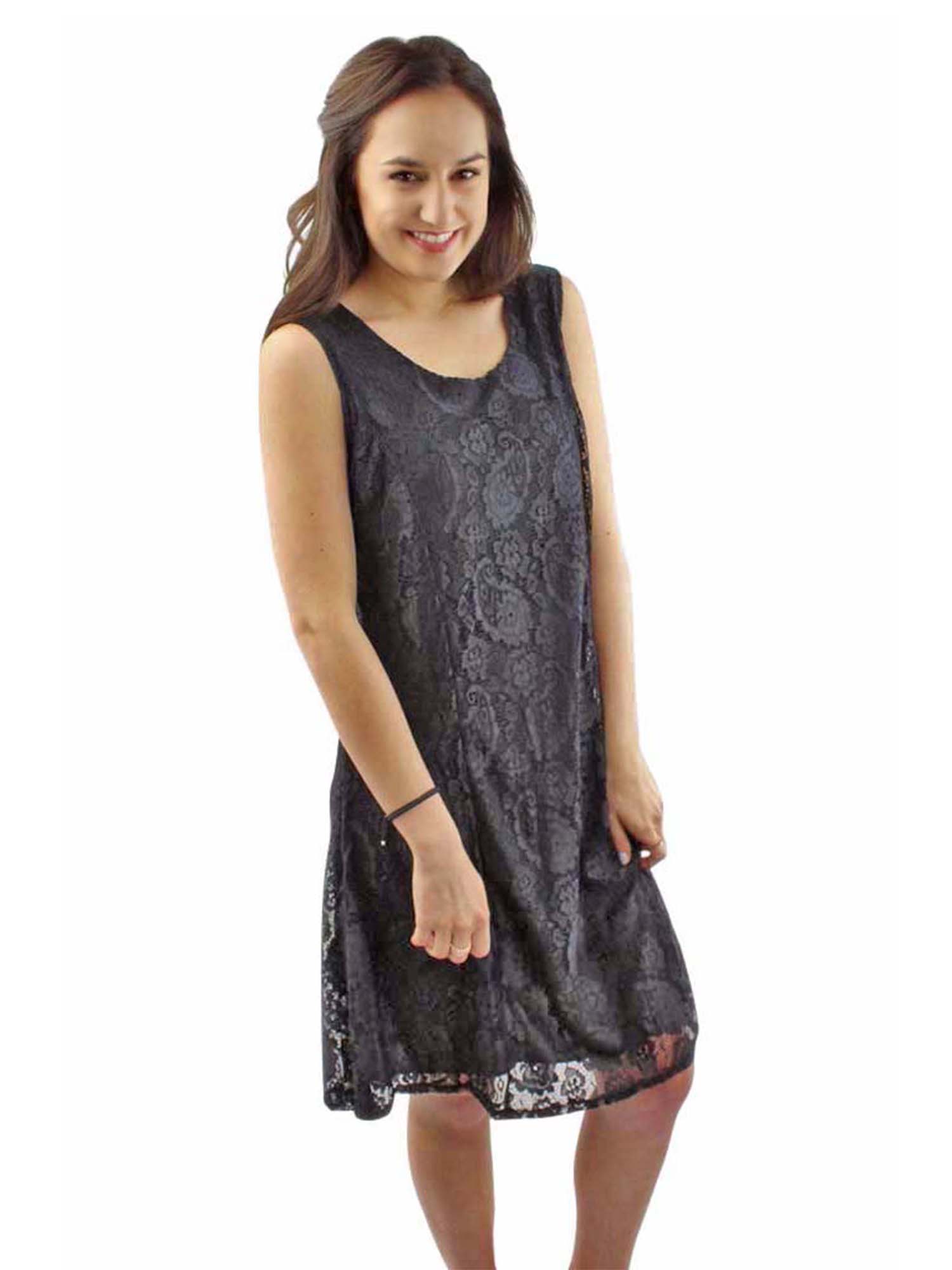 Black Paisley Lace Sleeveless Midi Dress Size Large