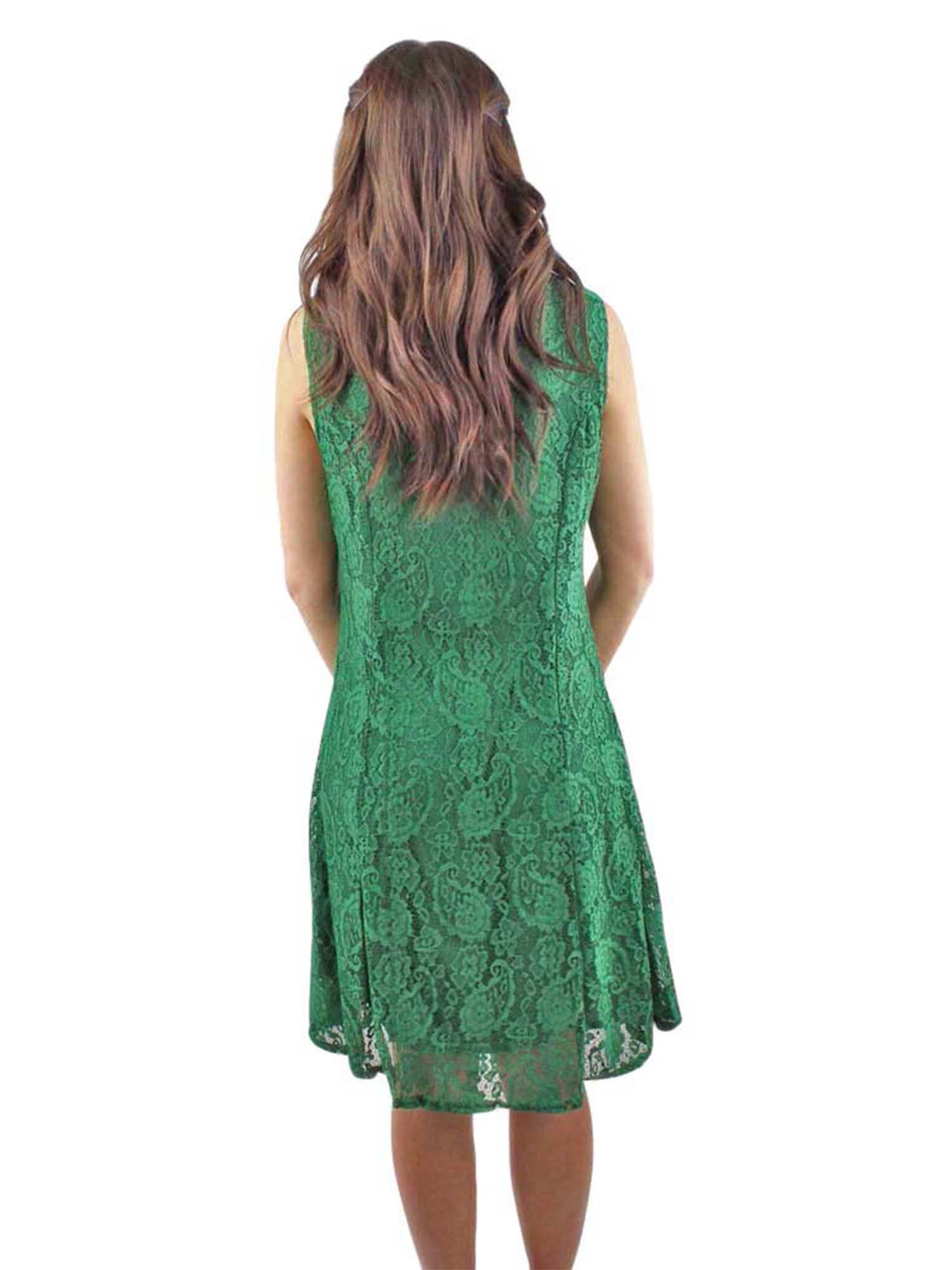 Green Paisley Lace Sleeveless Midi Dress Size Medium