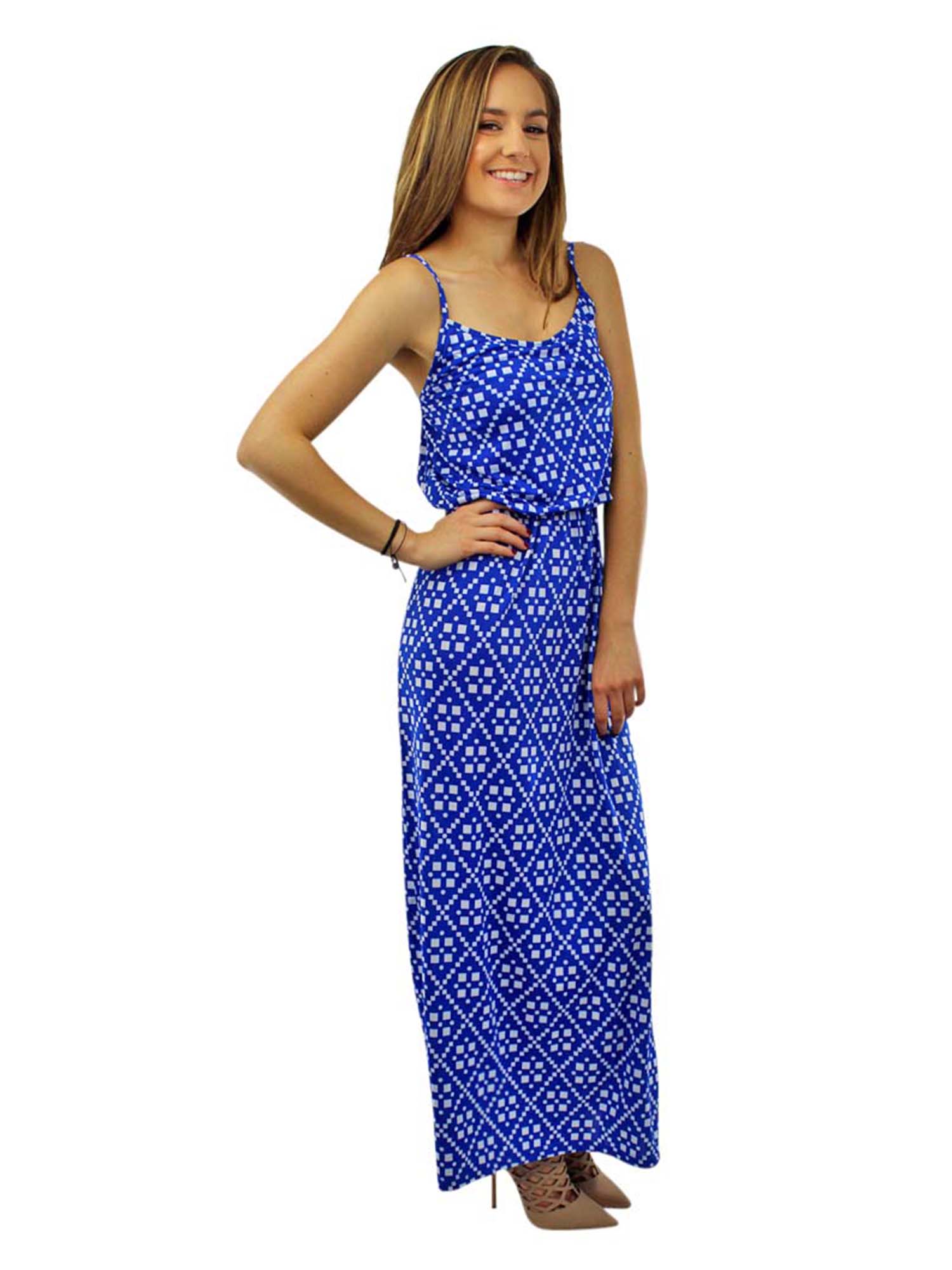 SPAGHETTI STRAP MAXI SUNDRESS WITH ABSTRACT PRINT | eBay