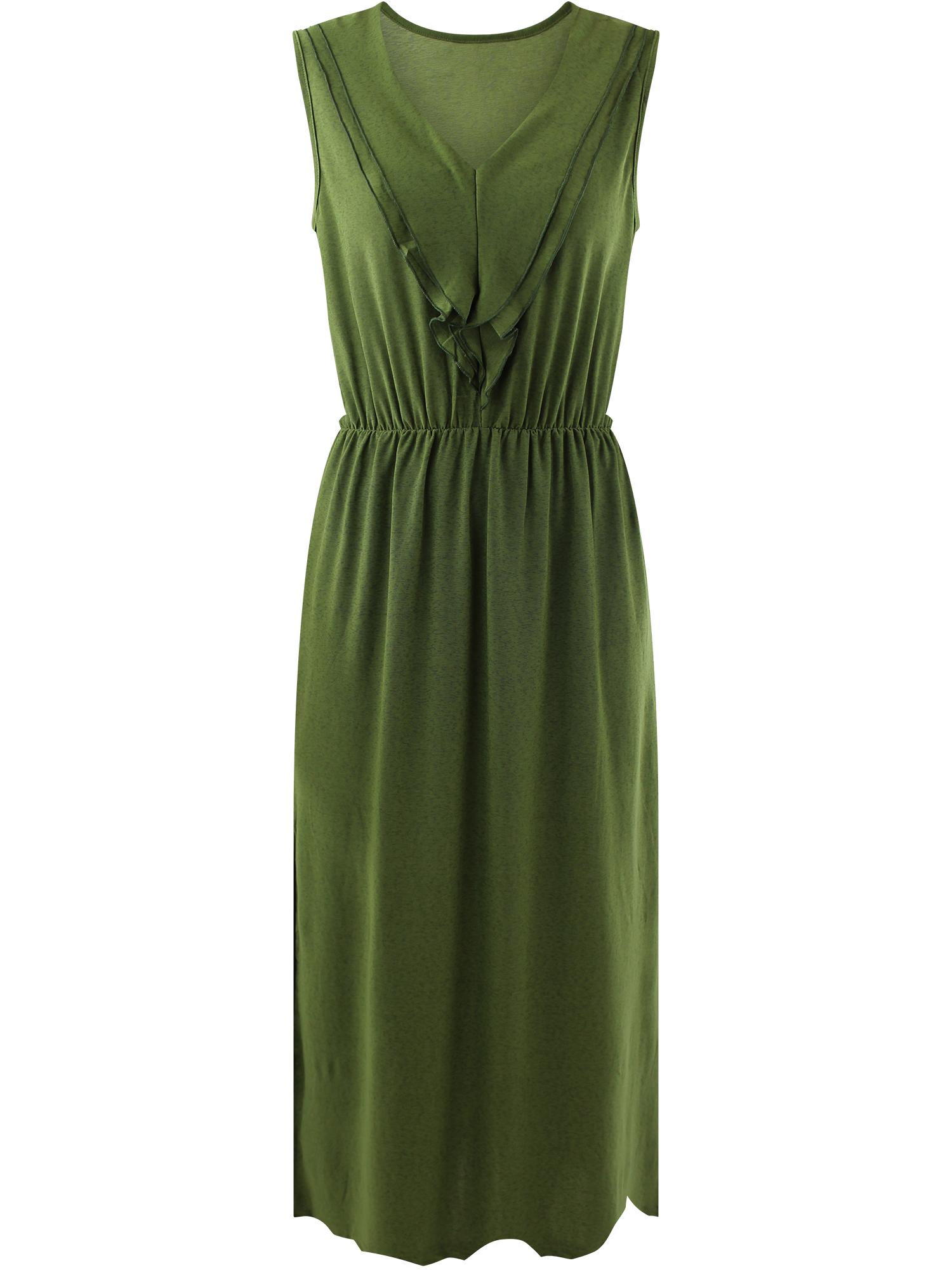 SLEEVELESS RUFFLED NECKLINE MAXI DRESS - Picture 17 of 22