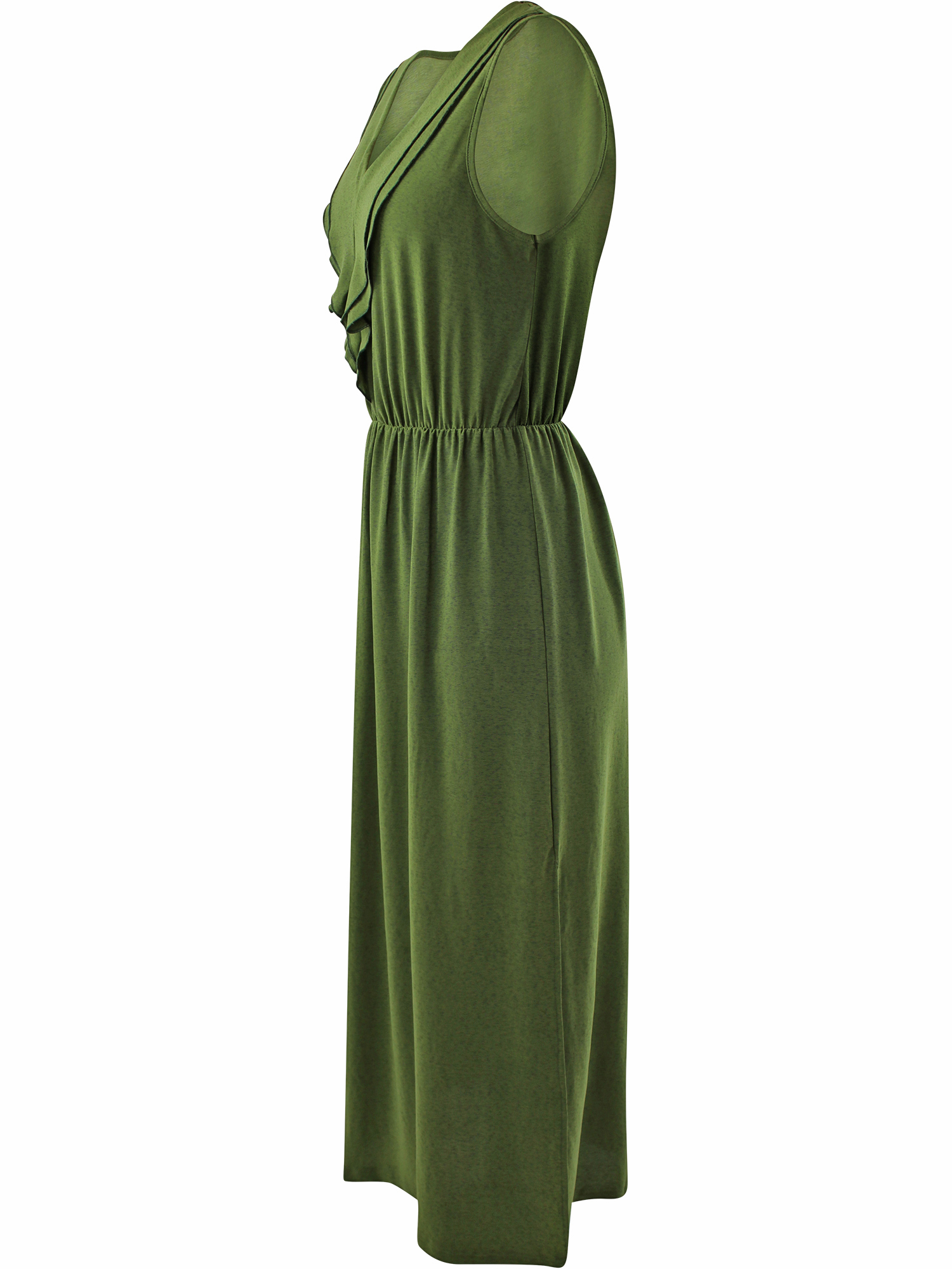 SLEEVELESS RUFFLED NECKLINE MAXI DRESS - Picture 18 of 22