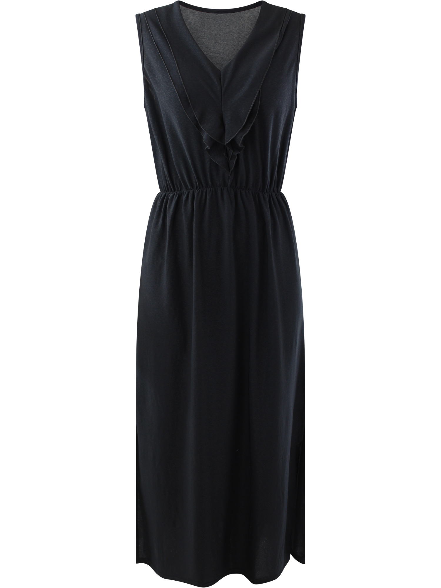 SLEEVELESS RUFFLED NECKLINE MAXI DRESS - Picture 9 of 22
