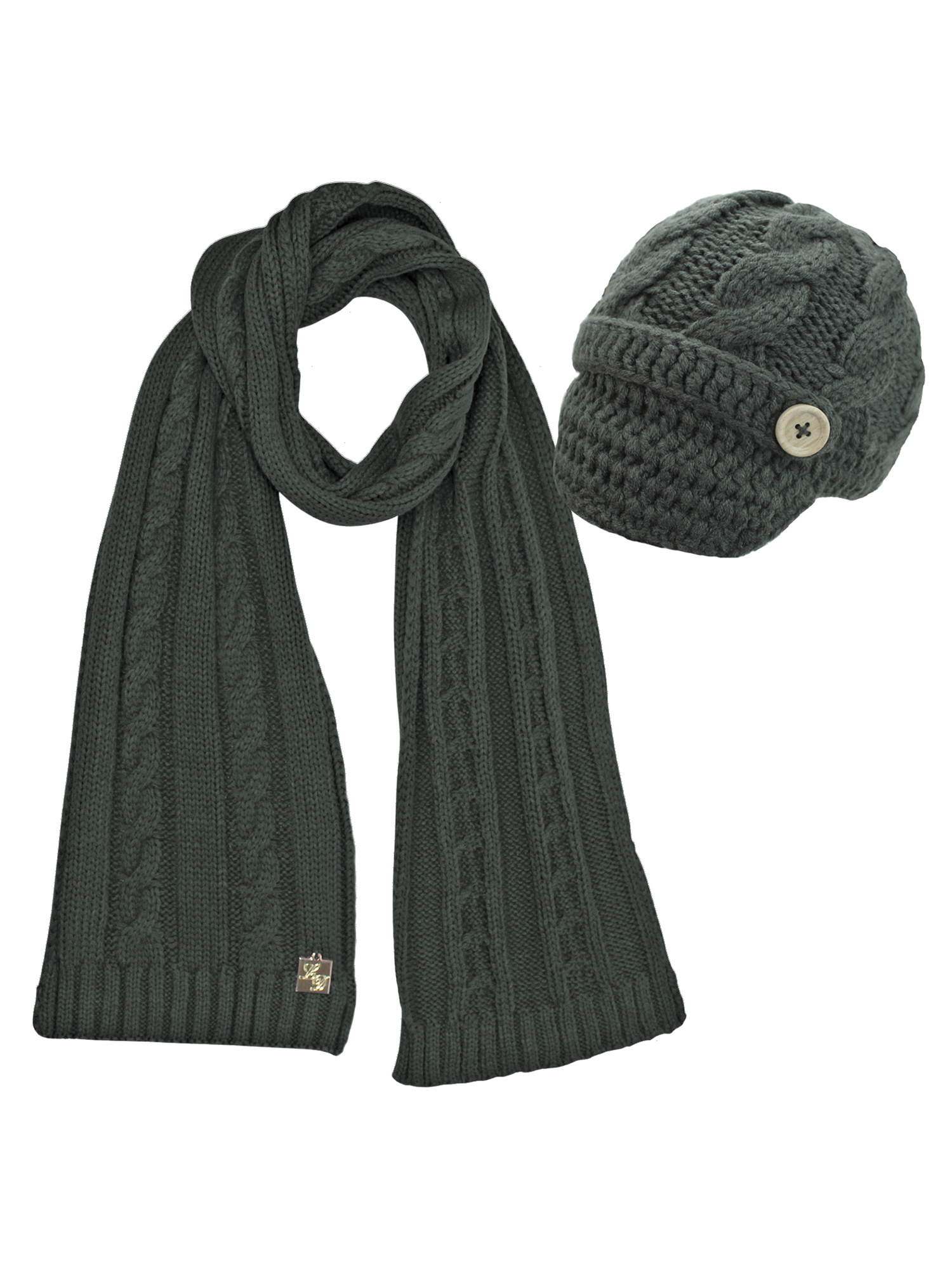 CABLE KNIT NEWSBOY CABBIE HAT & SCARF MATCHING SET - Imagen 20 de 42