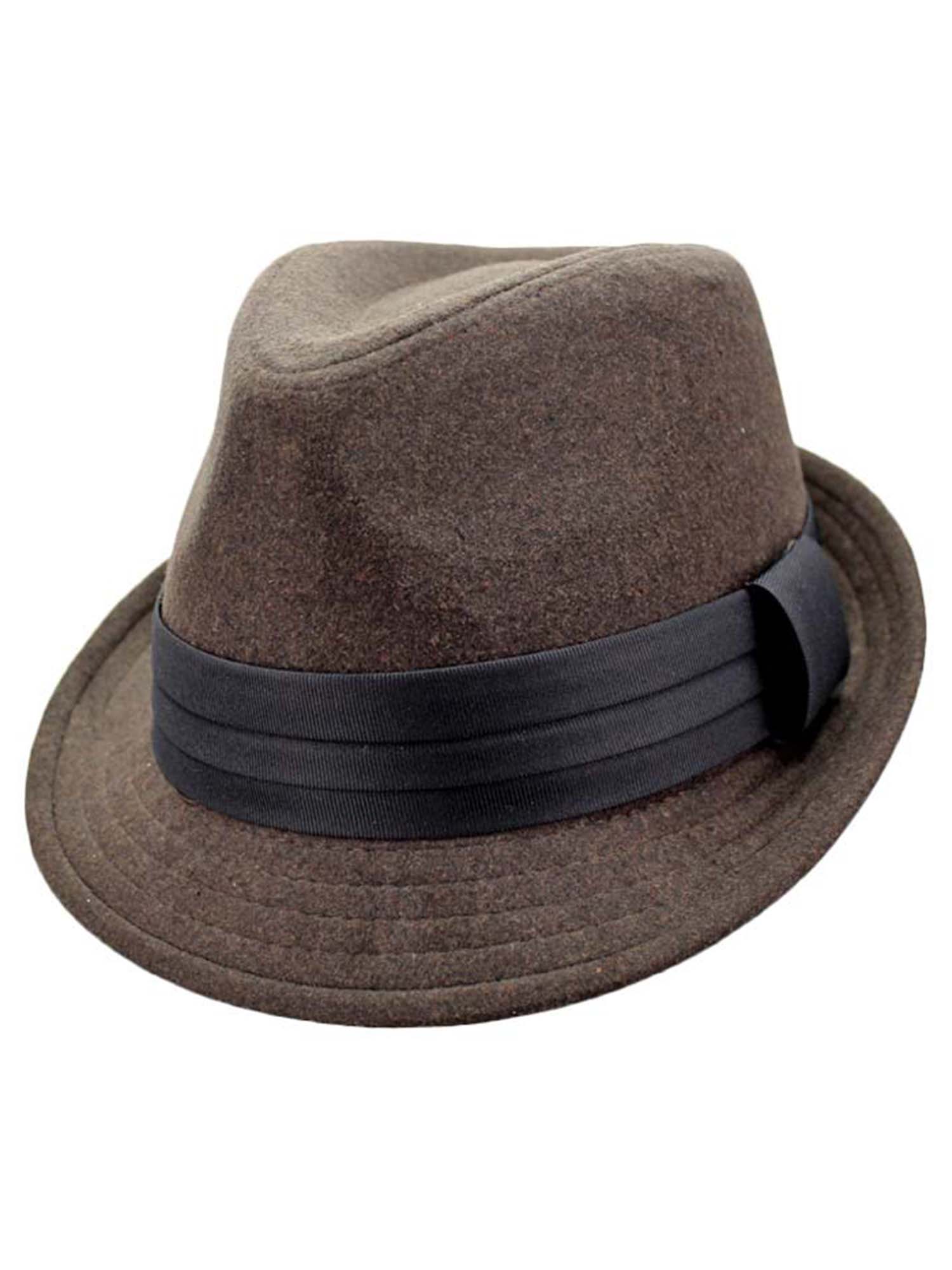 BROWN WOOL FELT FEDORA HAT TRIMMED WITH HATBAND | eBay
