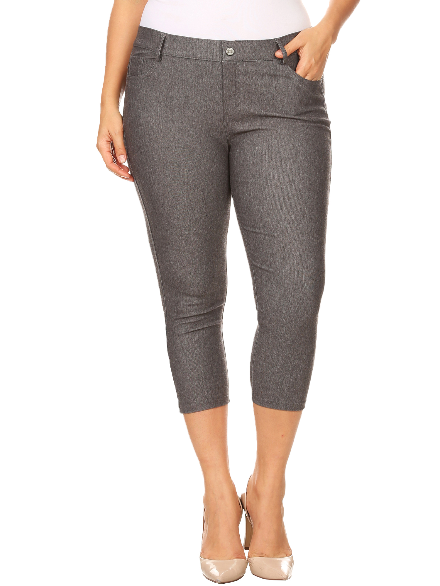 PLUS SIZE WOMENS 5 POCKET JEAN CAPRI | eBay